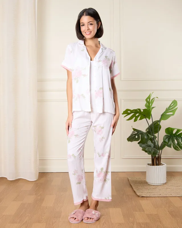Women White Printed Pyjama Set (2 Piece) sold by Redtag