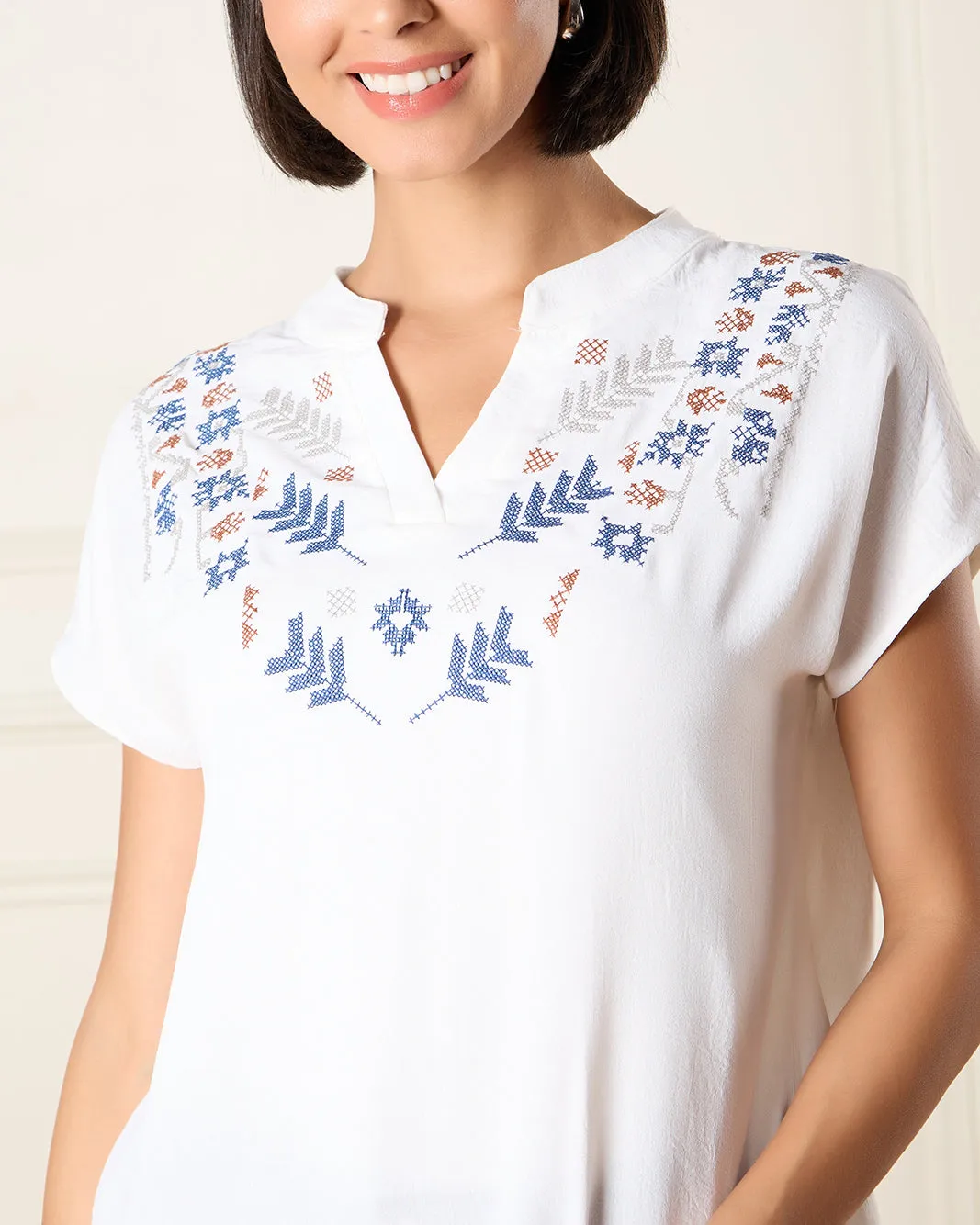 Women Ivory Embroidered Blouse sold by Redtag product image thumbnail 4