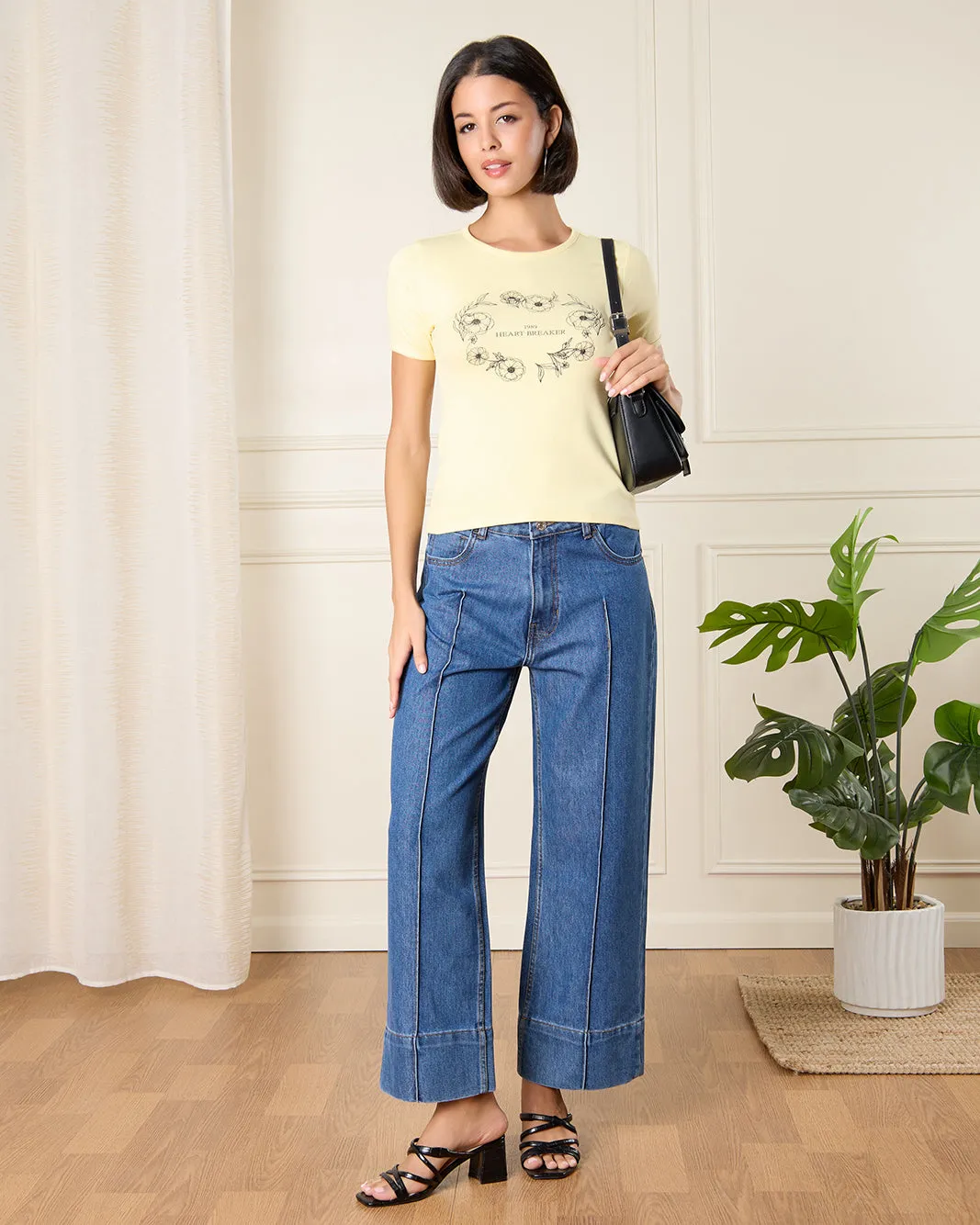 Women Yellow Printed T-Shirt sold by Redtag product image thumbnail 2