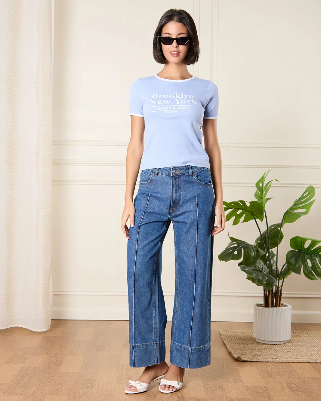 Women Blue Printed T-Shirt sold by Redtag product image thumbnail 2