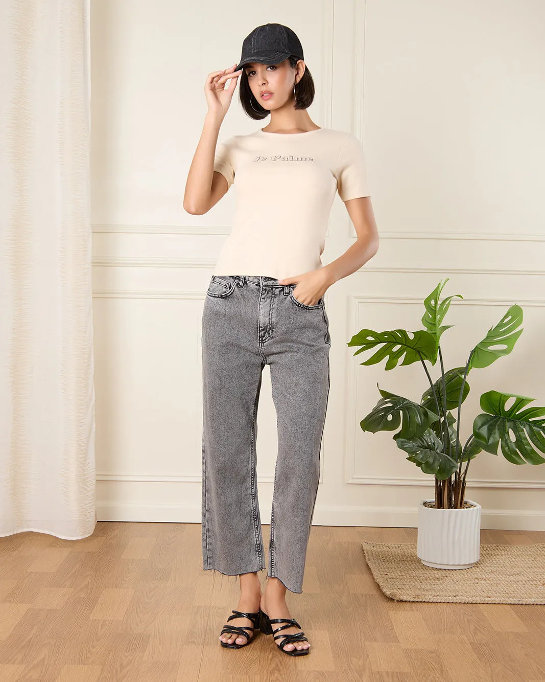 Women Cream Printed T-Shirt sold by Redtag product image thumbnail 2