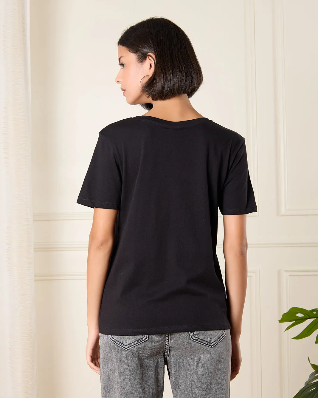 Women Black Yoda Printed T-Shirt sold by Redtag product image thumbnail 3