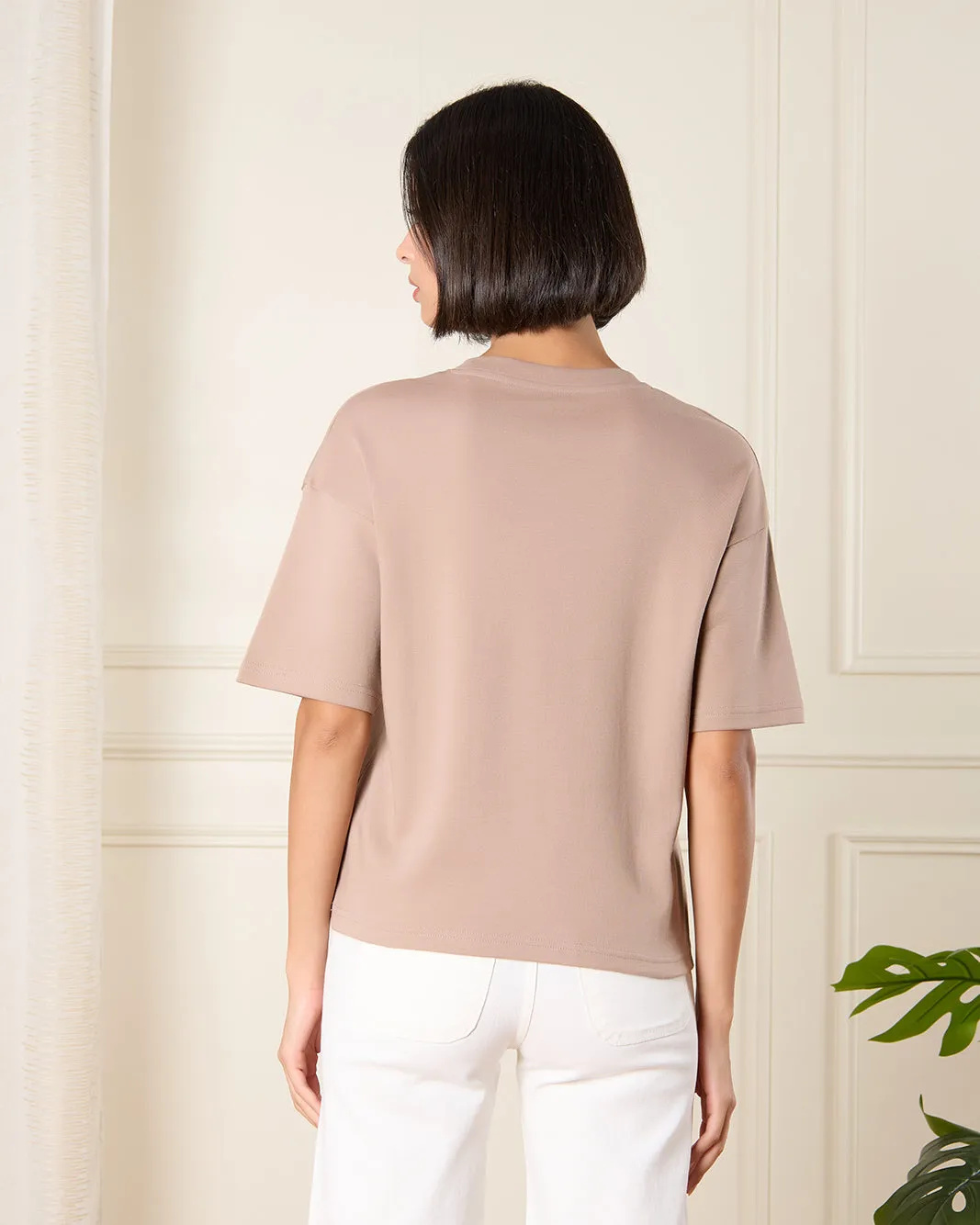 Women Brown Embroidered T-Shirt sold by Redtag product image thumbnail 3