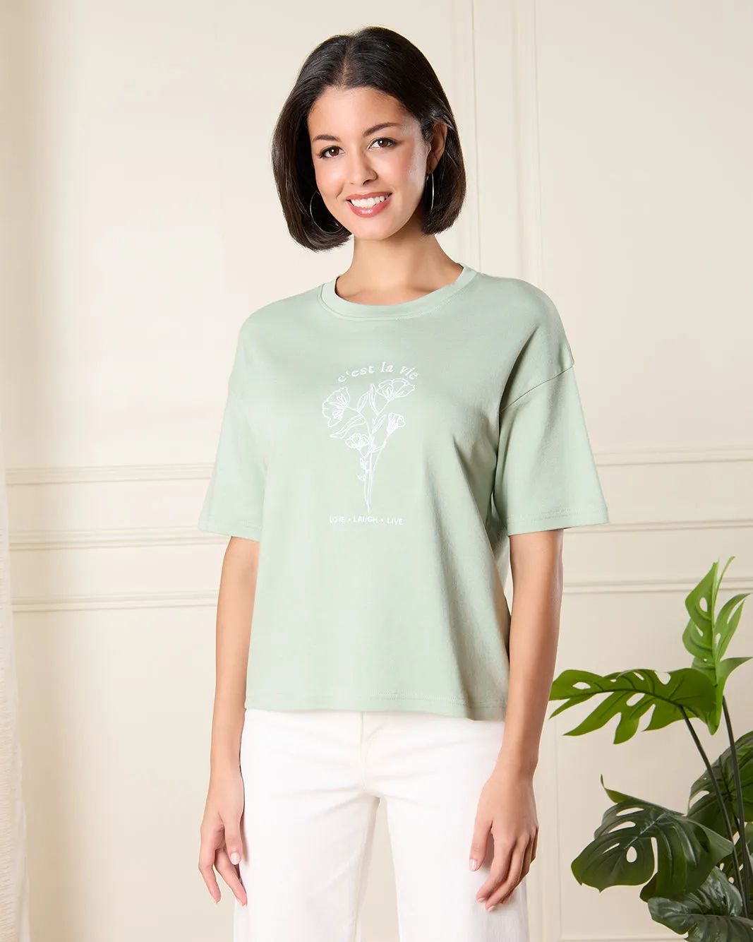 Women Green Embroidered T-Shirt sold by Redtag