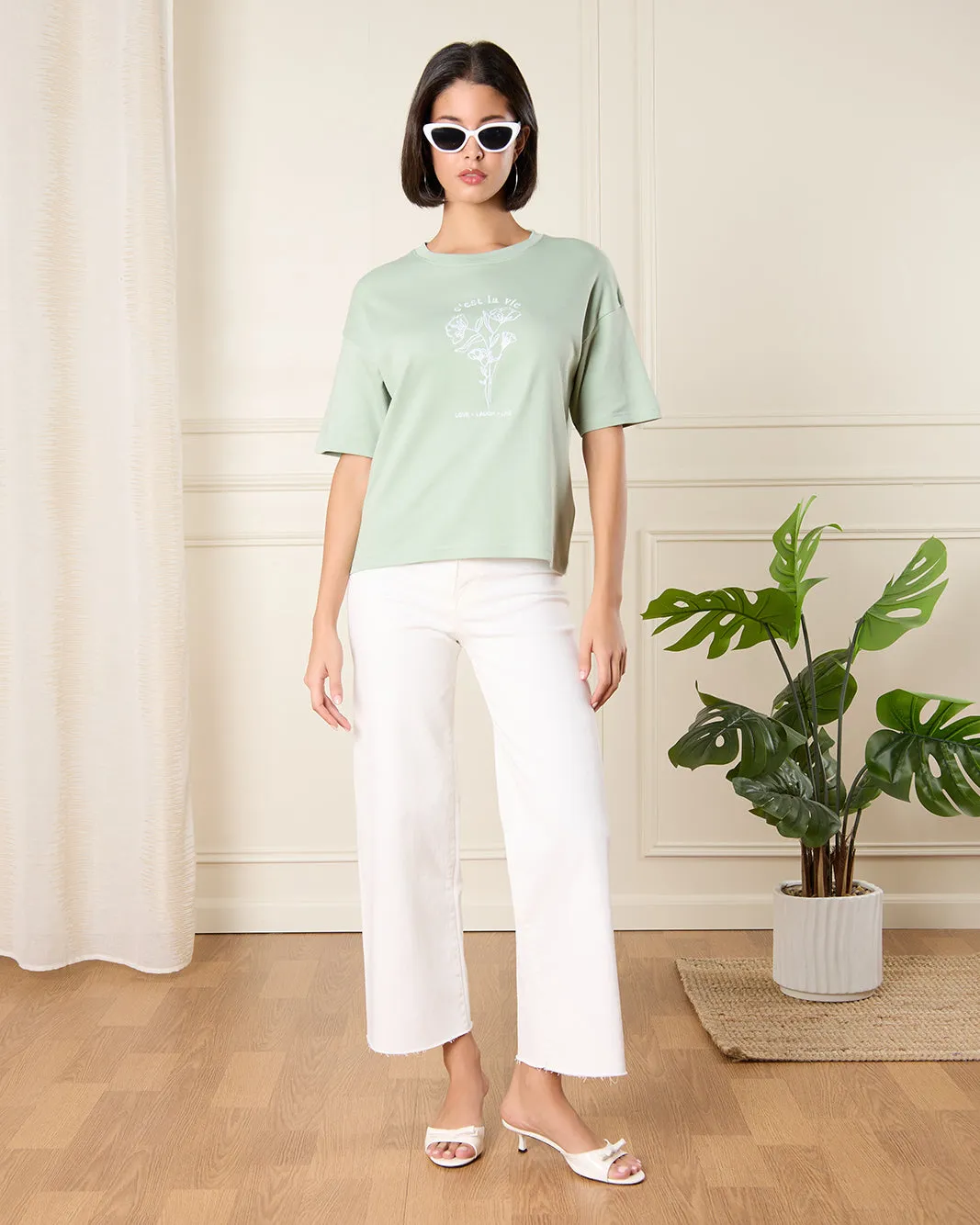 Women Green Embroidered T-Shirt sold by Redtag product image thumbnail 2