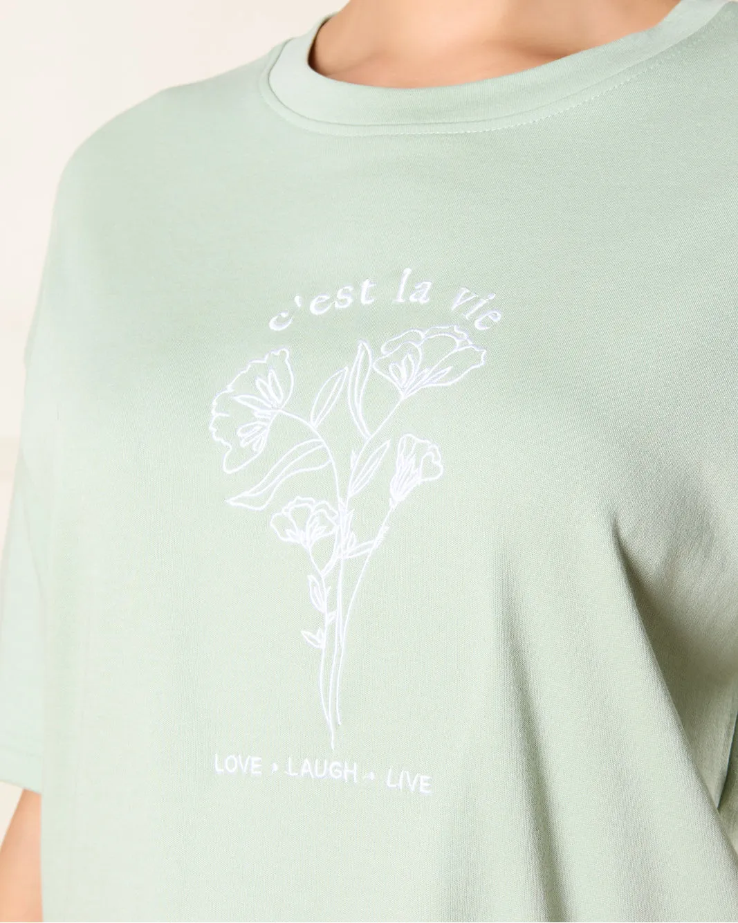 Women Green Embroidered T-Shirt sold by Redtag product image thumbnail 4