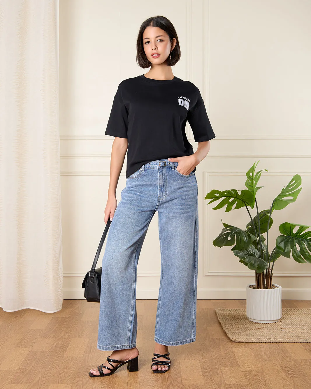 Women Black Embroidered T-Shirt sold by Redtag product image thumbnail 2