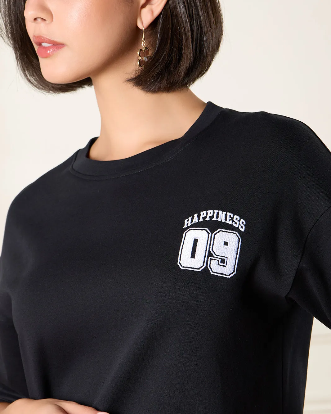 Women Black Embroidered T-Shirt sold by Redtag product image thumbnail 4