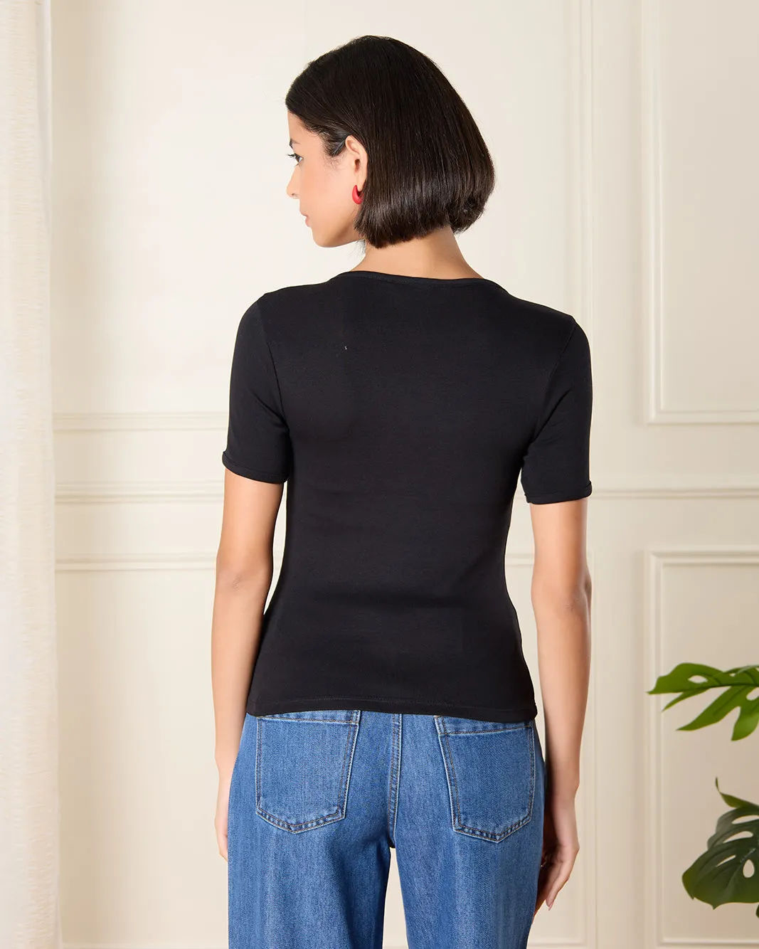 Women Black Printed T-Shirt sold by Redtag product image thumbnail 3