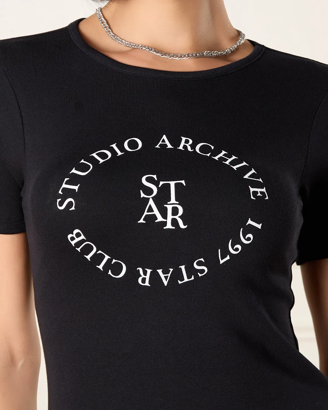 Women Black Printed T-Shirt sold by Redtag product image thumbnail 4