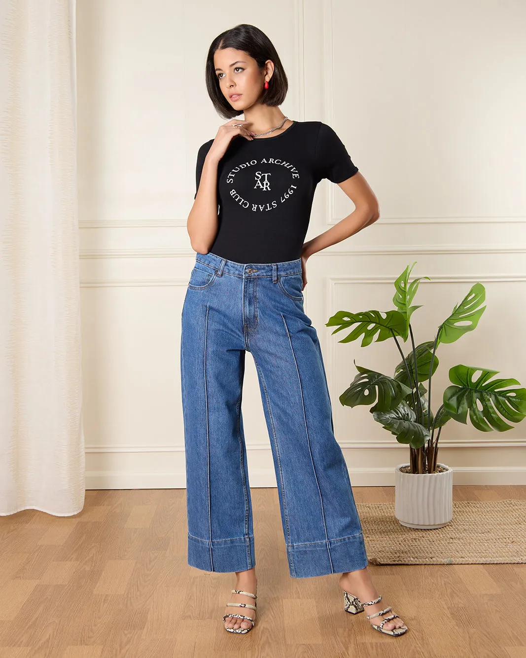 Women Black Printed T-Shirt sold by Redtag product image thumbnail 2