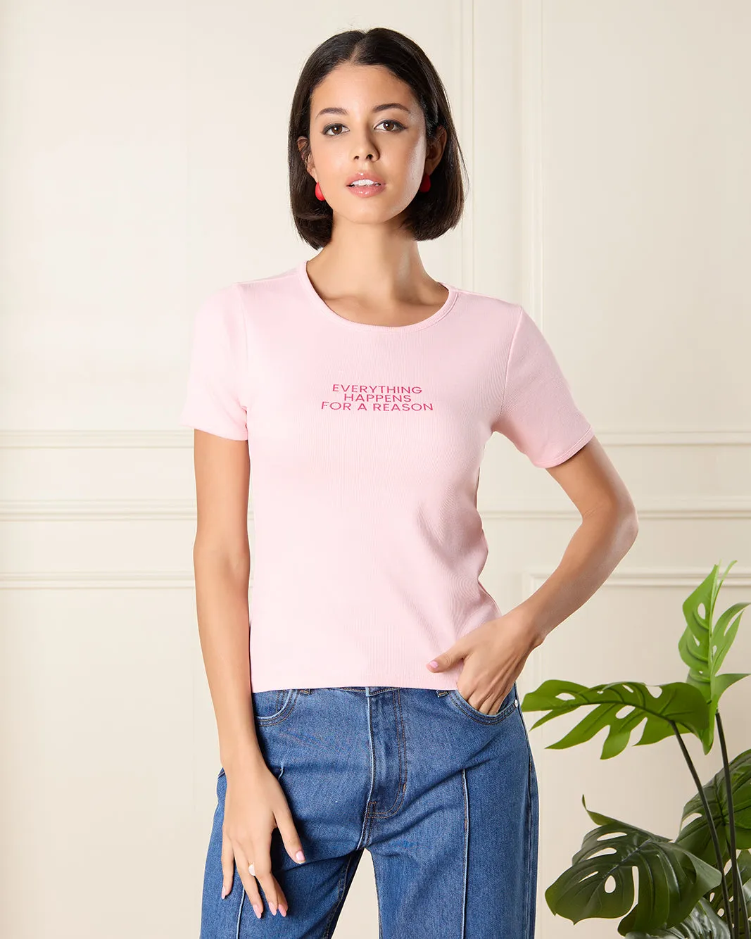 Women Pink Printed T-Shirt sold by Redtag