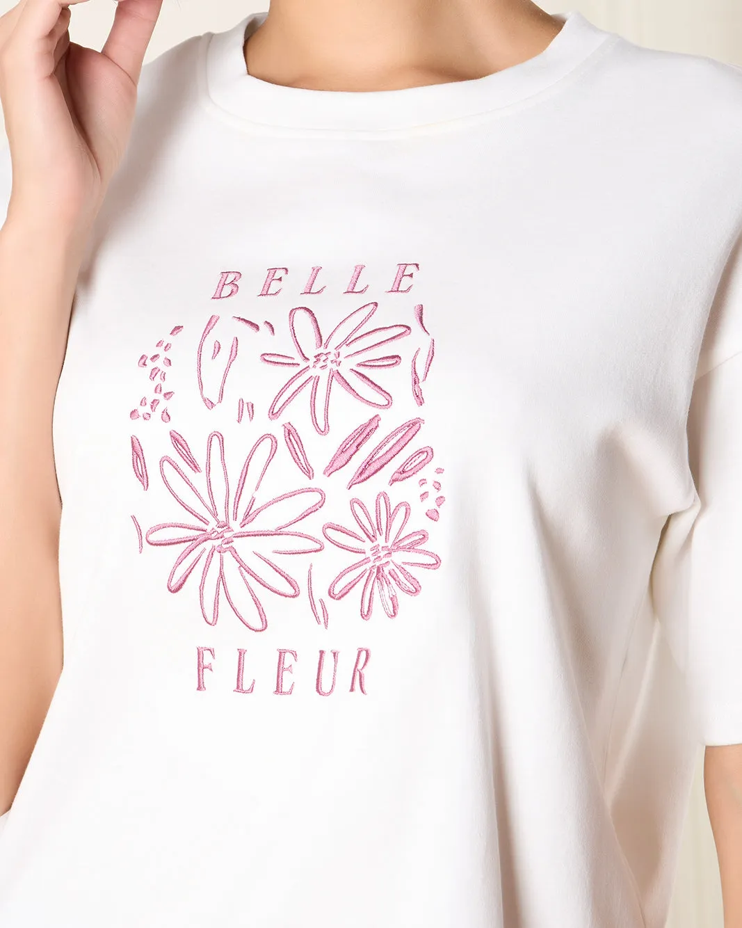 Women Cream Embroidered T-Shirt sold by Redtag product image thumbnail 4