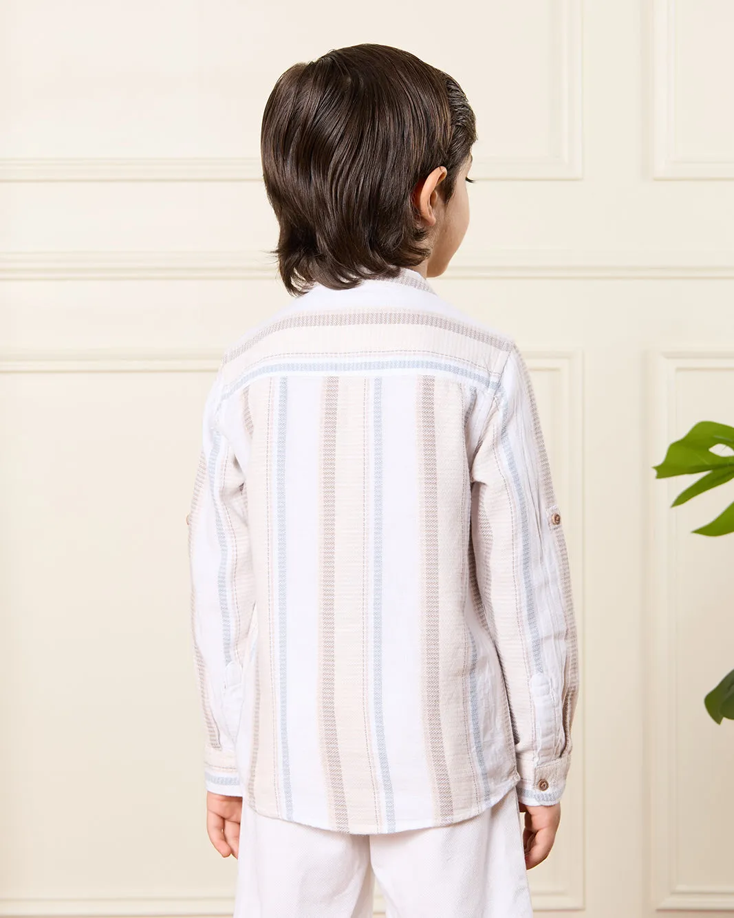 Boys White Mandarin Collar Kurta Shirt sold by Redtag product image thumbnail 3