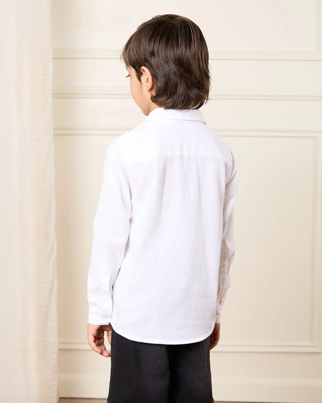 Boys Cream Dobby Long Sleeve Shirt sold by Redtag product image thumbnail 3
