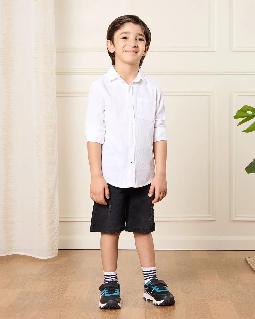 Boys Cream Dobby Long Sleeve Shirt sold by Redtag product image thumbnail 2