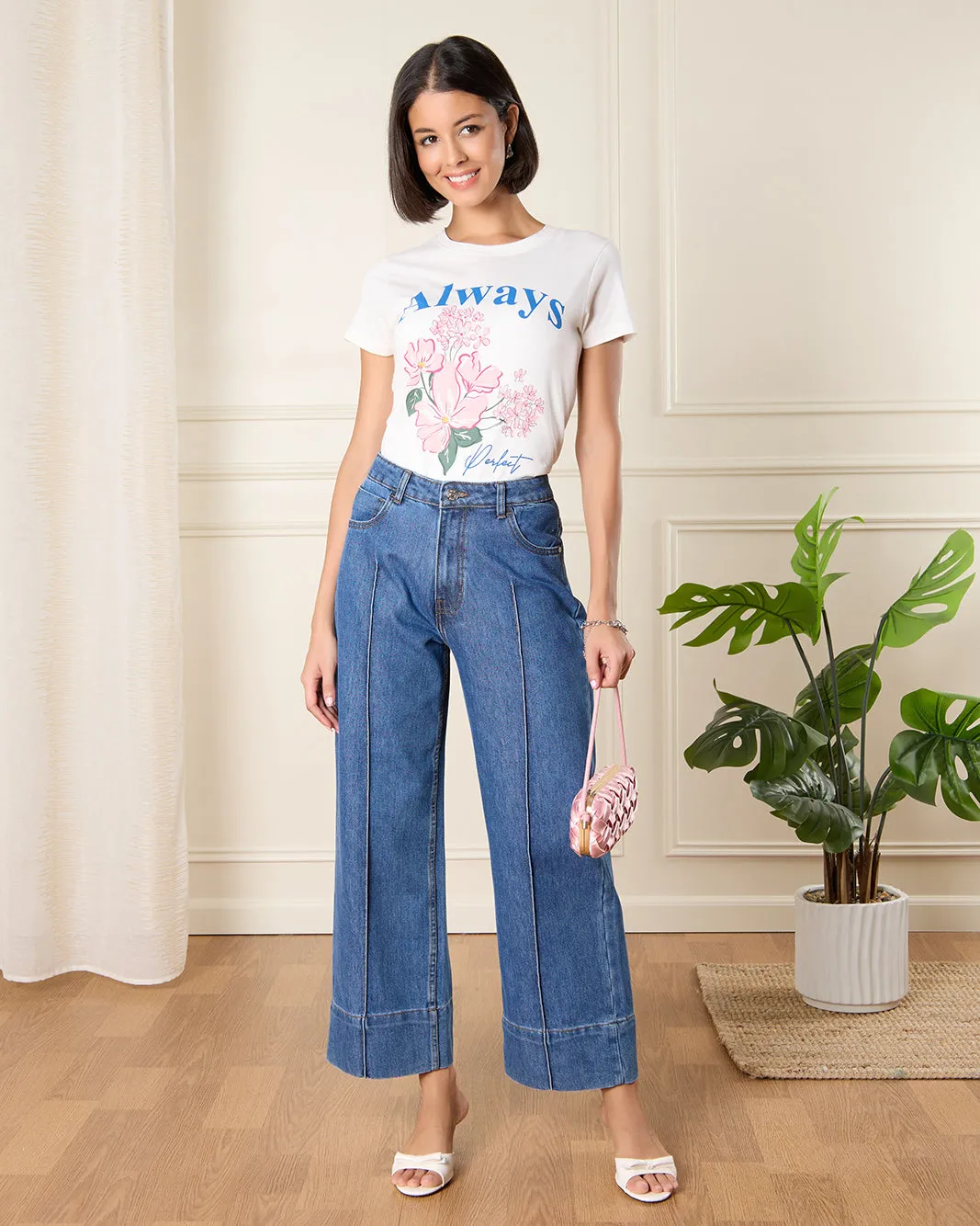 Women White Floral Print T-Shirt sold by Redtag product image thumbnail 2