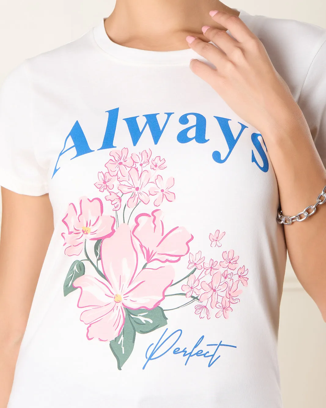Women White Floral Print T-Shirt sold by Redtag product image thumbnail 4