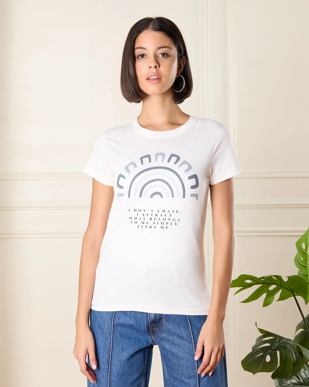 Women Ivory Printed T-Shirt sold by Redtag