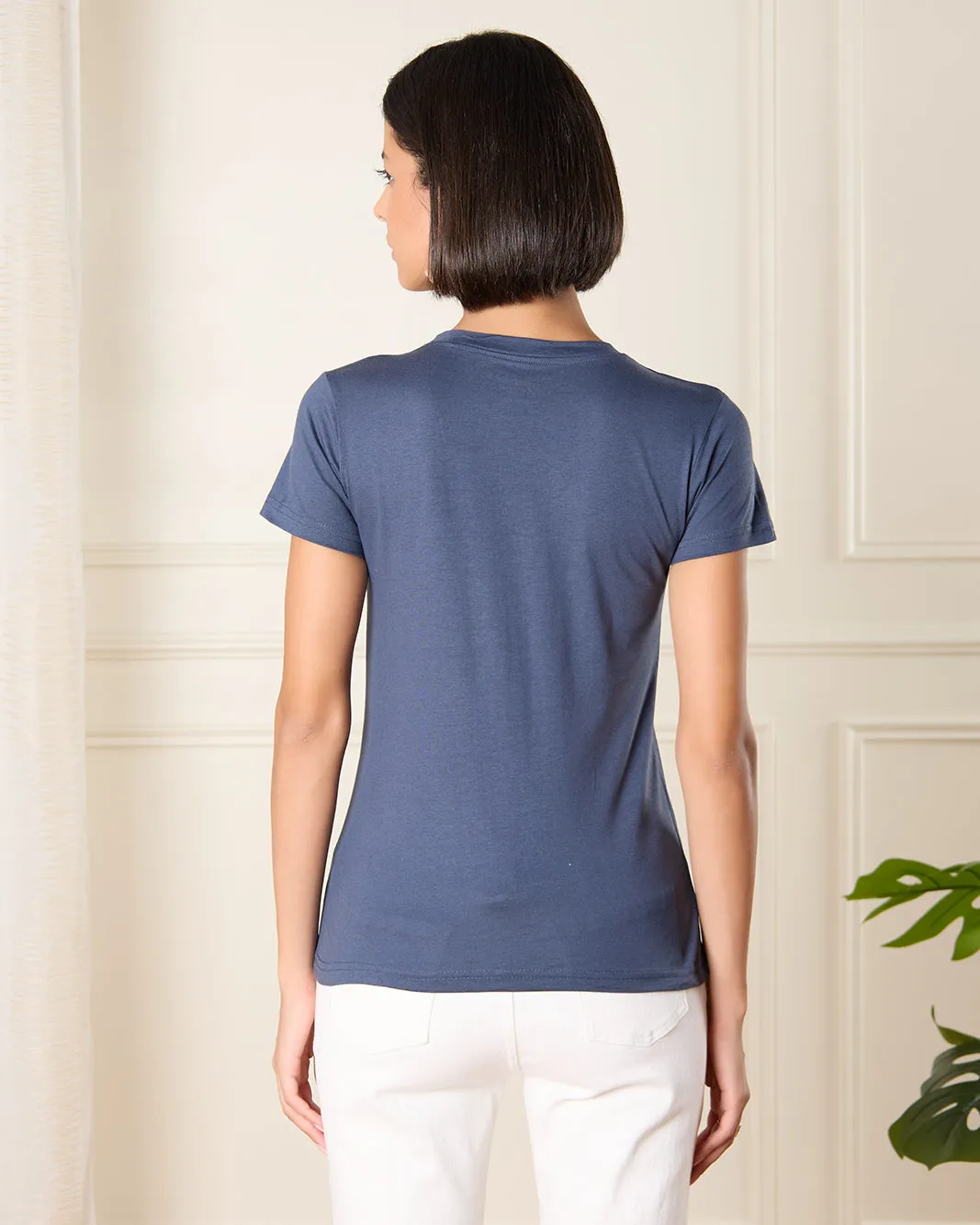 Women Navy Lilly of The Valley Print T-Shirt sold by Redtag product image thumbnail 3