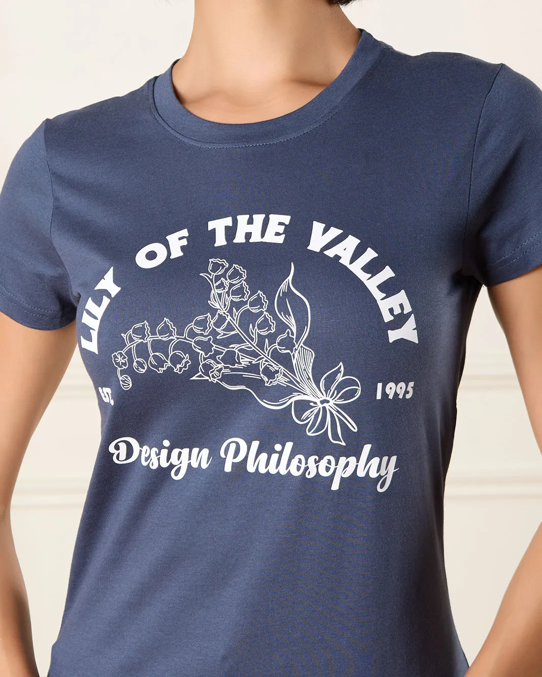 Women Navy Lilly of The Valley Print T-Shirt sold by Redtag product image thumbnail 4