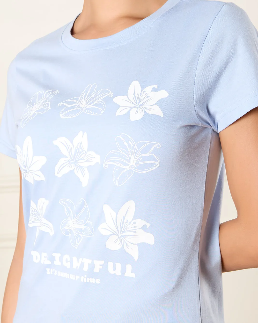 Women Blue Floral Print T-Shirt sold by Redtag product image thumbnail 4