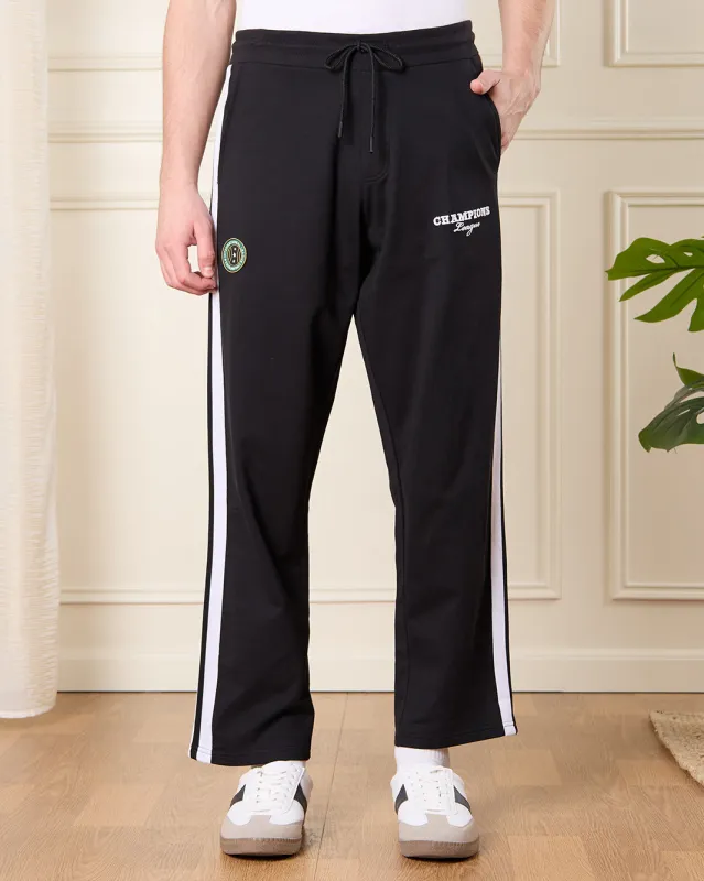 Men Black Print Active Pants sold by Redtag