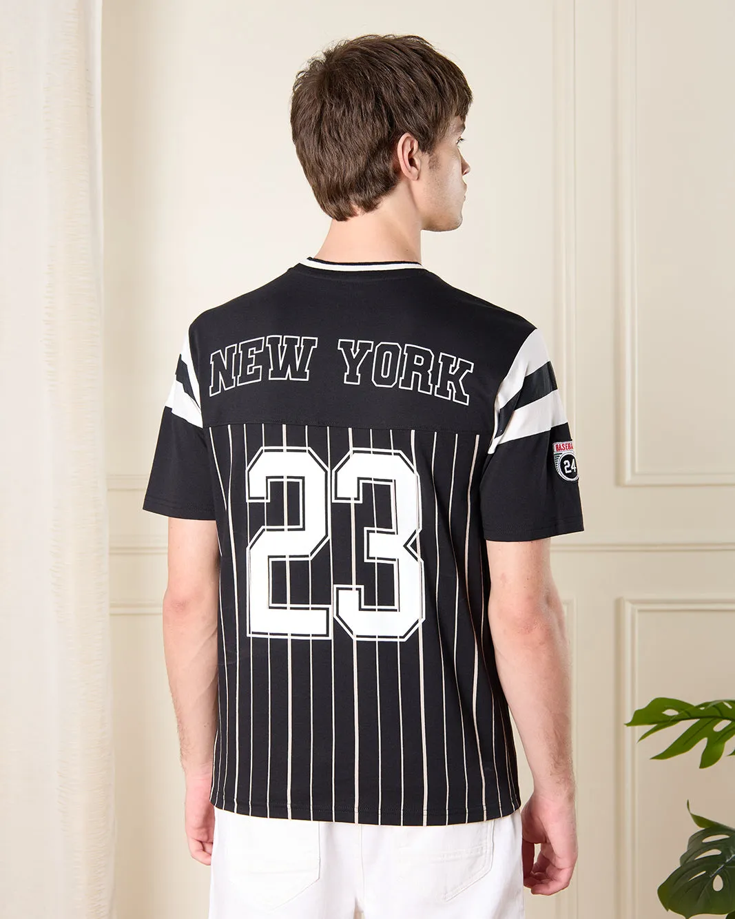 Men Black Baseball T-Shirt sold by Redtag product image thumbnail 3