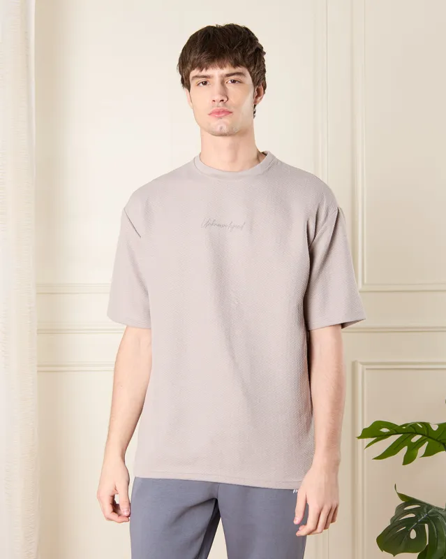 Men Grey Jacquard T-Shirt sold by Redtag