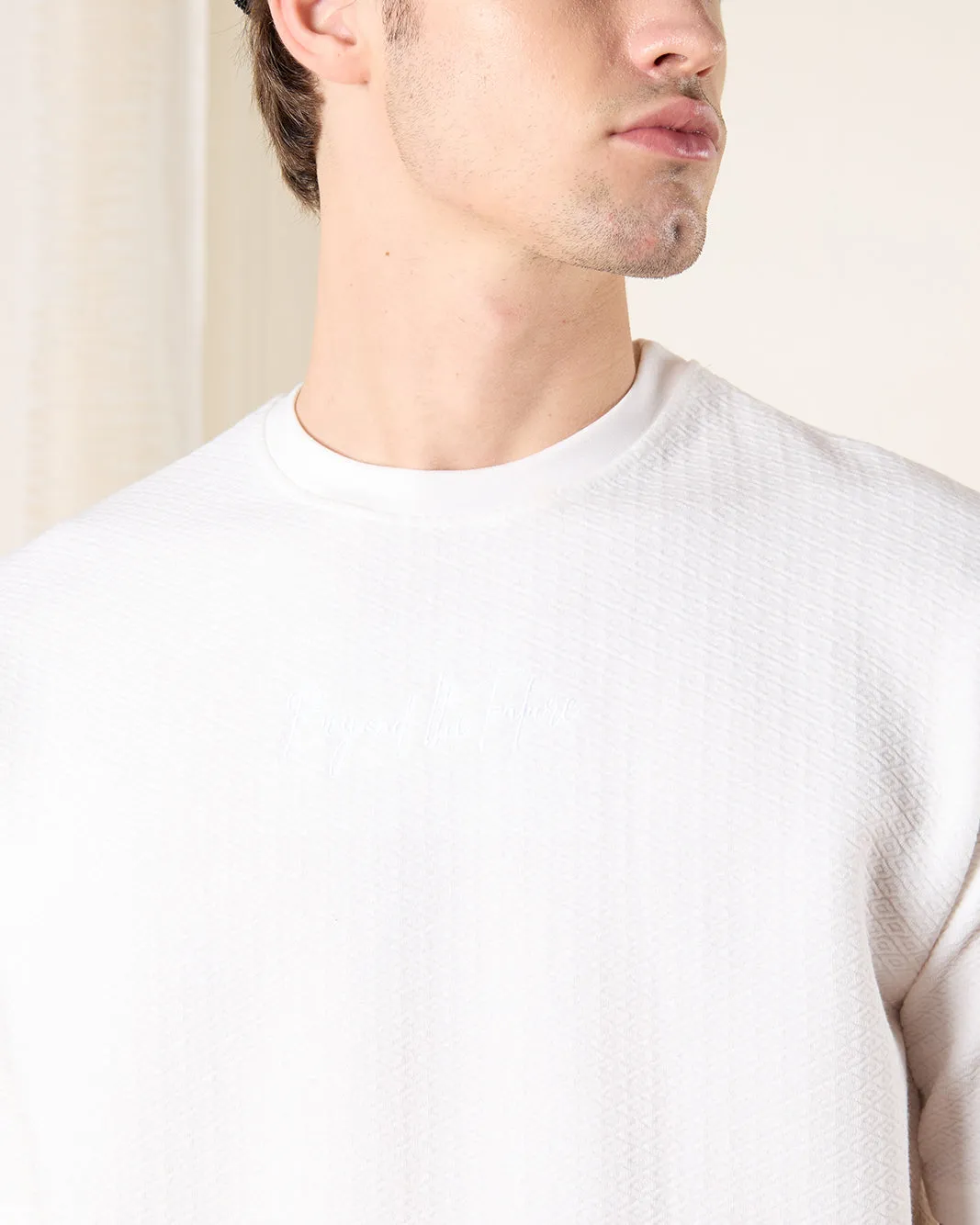 Men White Jacquard T-Shirt sold by Redtag product image thumbnail 4