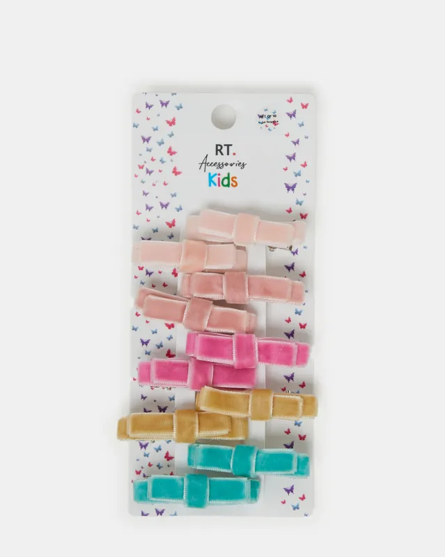 Girls Assorted Bow Hair Clip Set (Pack of 10) sold by Redtag