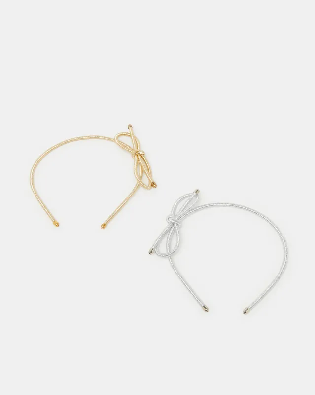 Girls Gold And Silver Bow Headband Set (Pack of 2) sold by Redtag