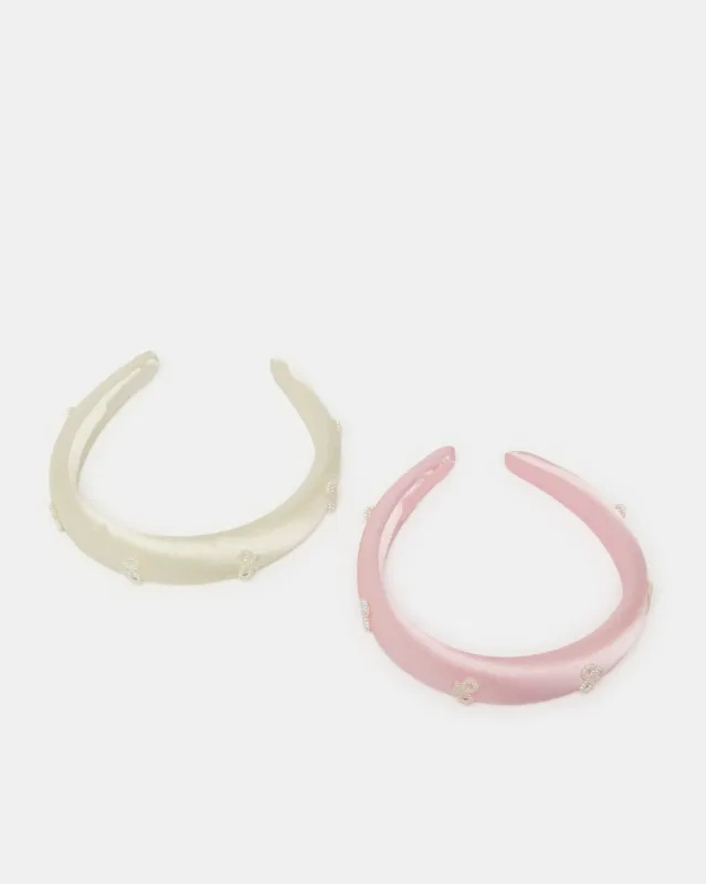 Girls Pink And White Embellished Headband Set (Pack of 2) sold by Redtag