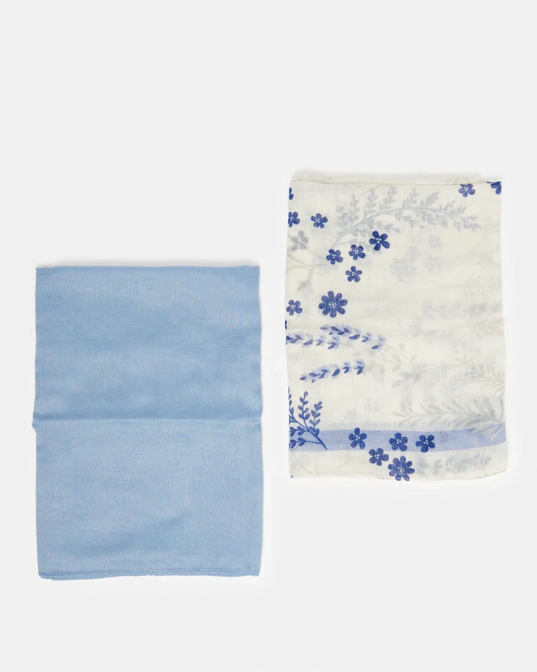 Women White And Blue Floral Print Scarf Set (Pack of 2) sold by Redtag