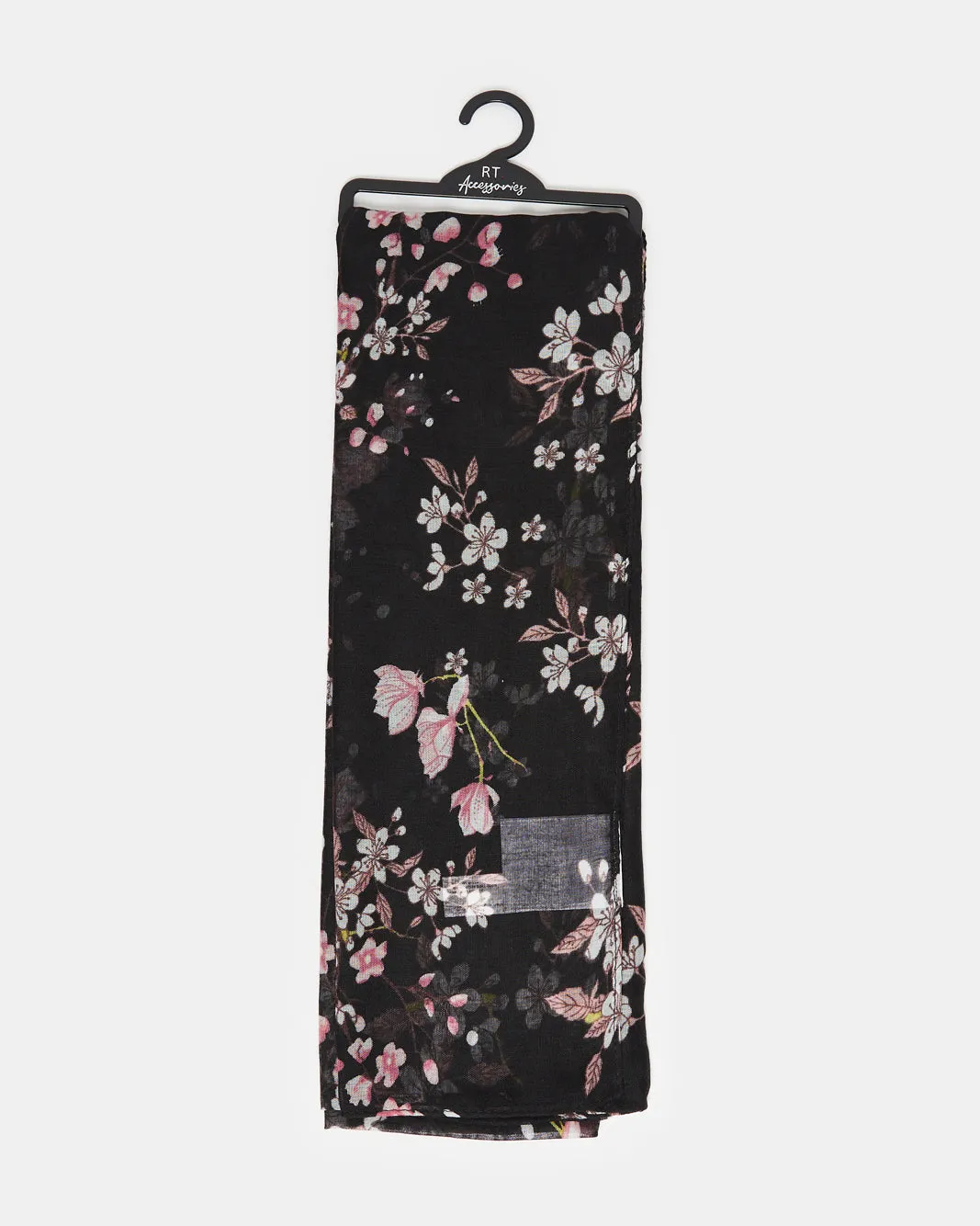 Women Black Floral Print Scarf sold by Redtag