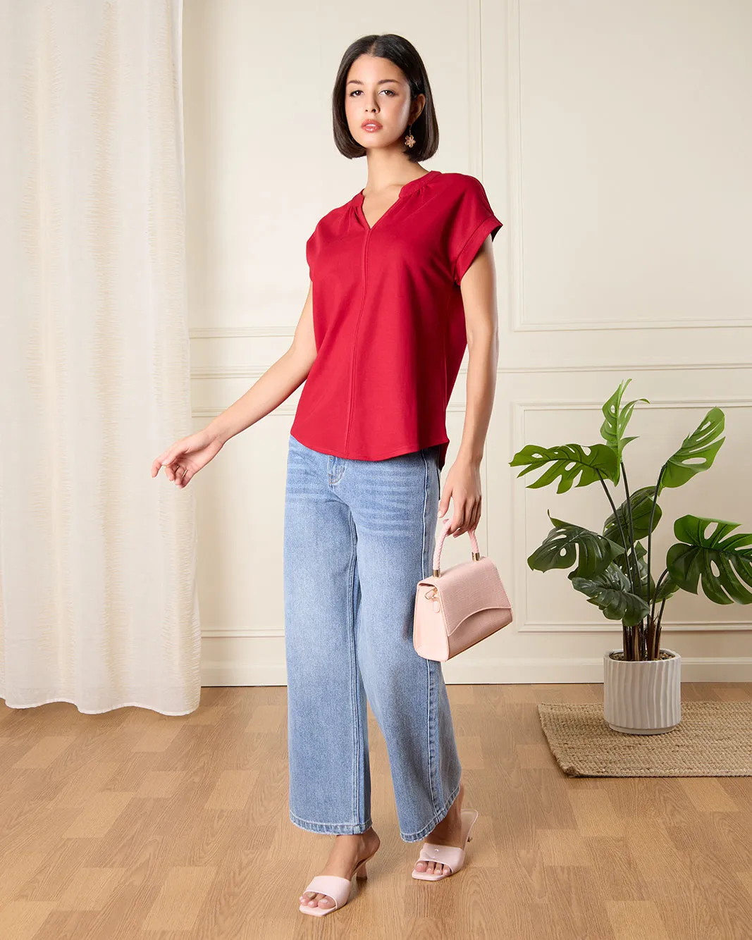 Women Red Tie Front Sleeveless Top sold by Redtag product image thumbnail 2