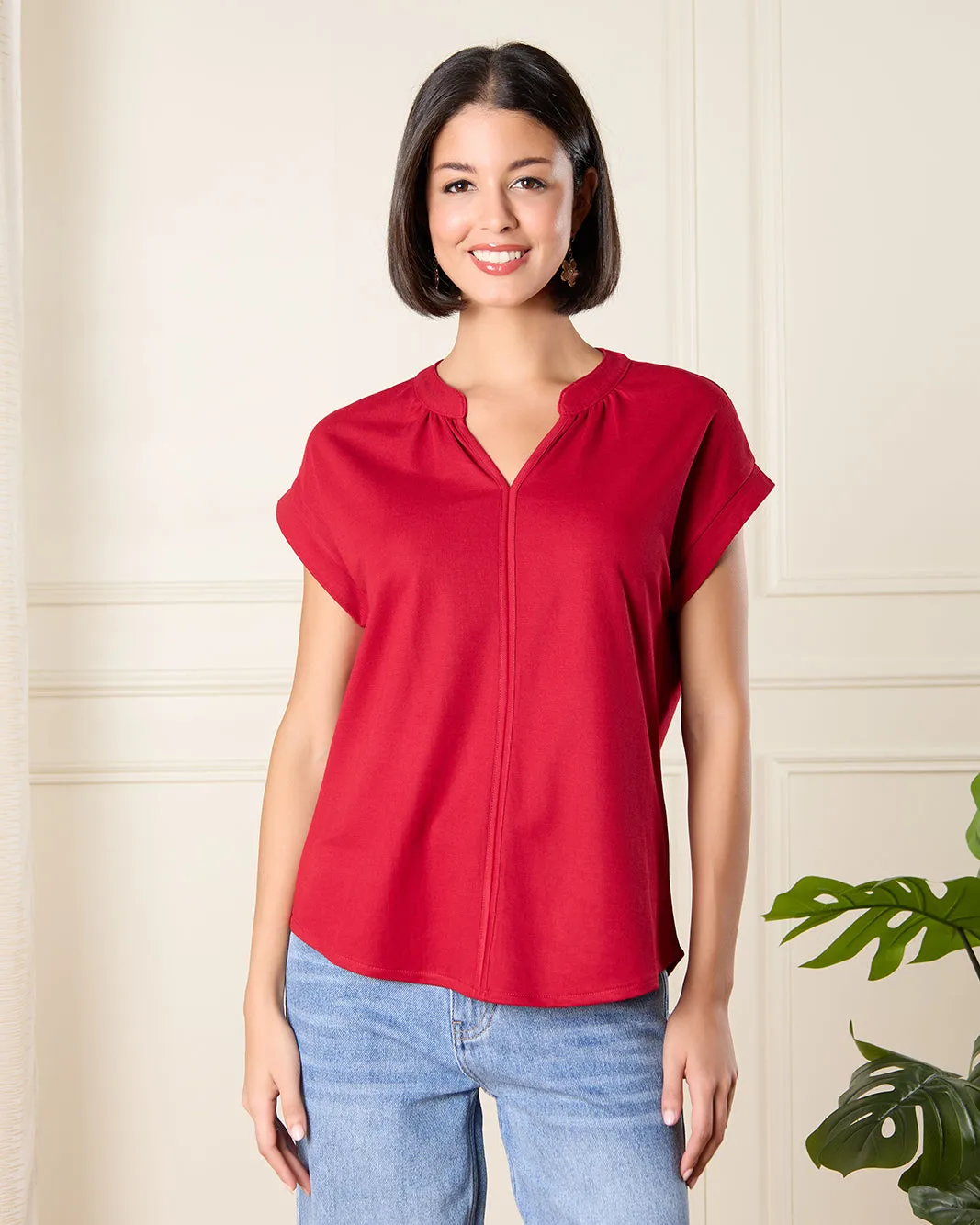 Women Red Tie Front Sleeveless Top sold by Redtag