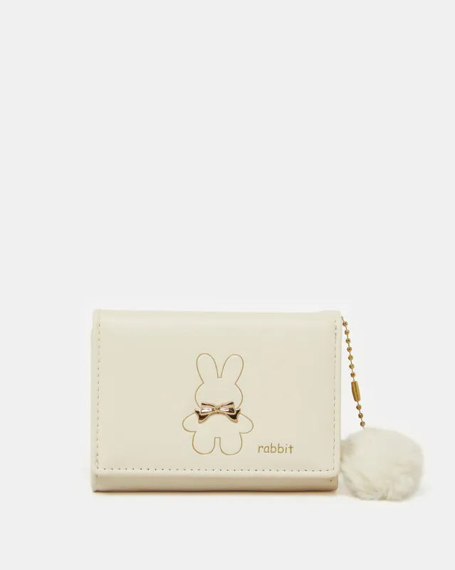 Girls Beige Rabbit Wallet With Pompom sold by Redtag