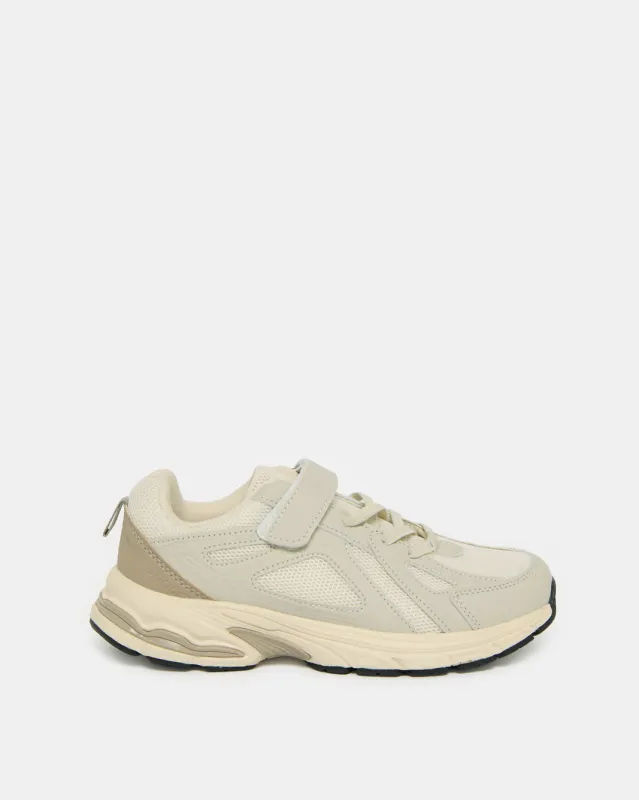 Senior Boys Ecru Material Block Trainer sold by Redtag