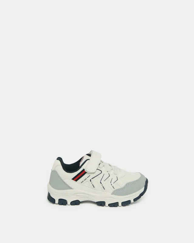 Boys White Material Block Trekker sold by Redtag