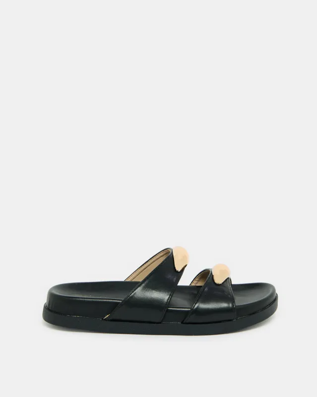 Women Black Buckle Trim Mule sold by Redtag