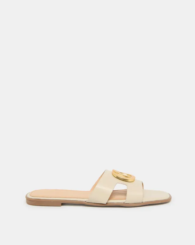 Women Beige Buckle Trim Mule sold by Redtag