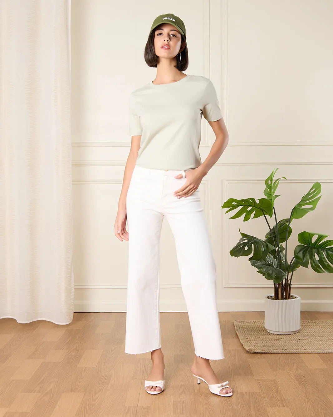 Women Green Crew Neck Basic T-Shirt sold by Redtag product image thumbnail 2