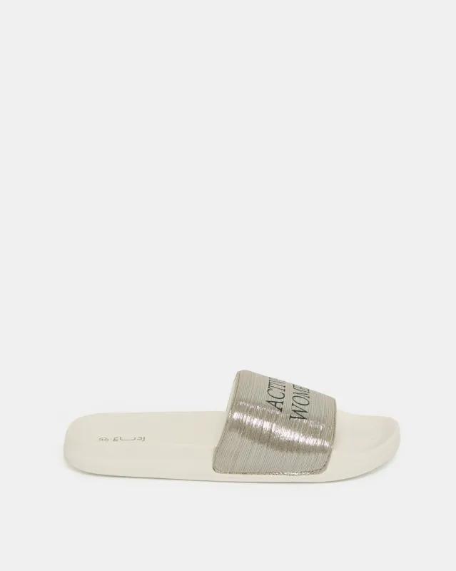 Women Grey Printed Slide sold by Redtag