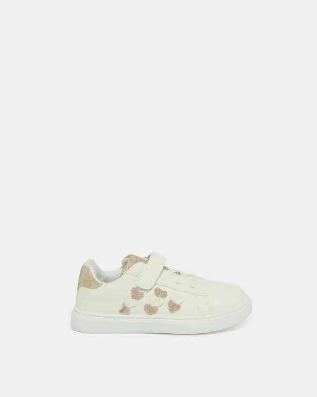 Girls White Heart Embellished Sneakers sold by Redtag