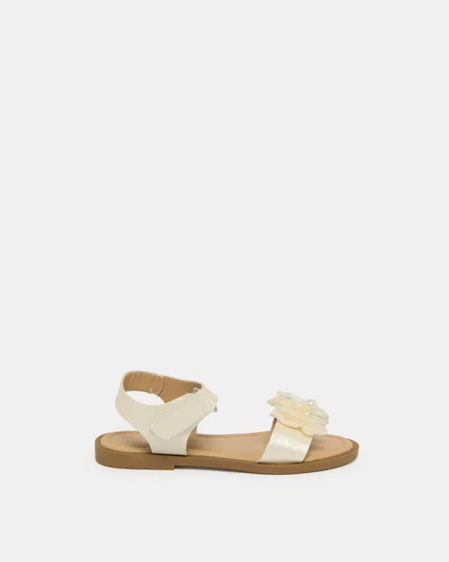 Girls Cream Bow Embellished Sandal sold by Redtag