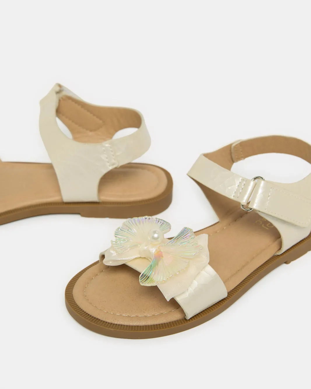 Girls Cream Bow Embellished Sandal sold by Redtag product image thumbnail 3