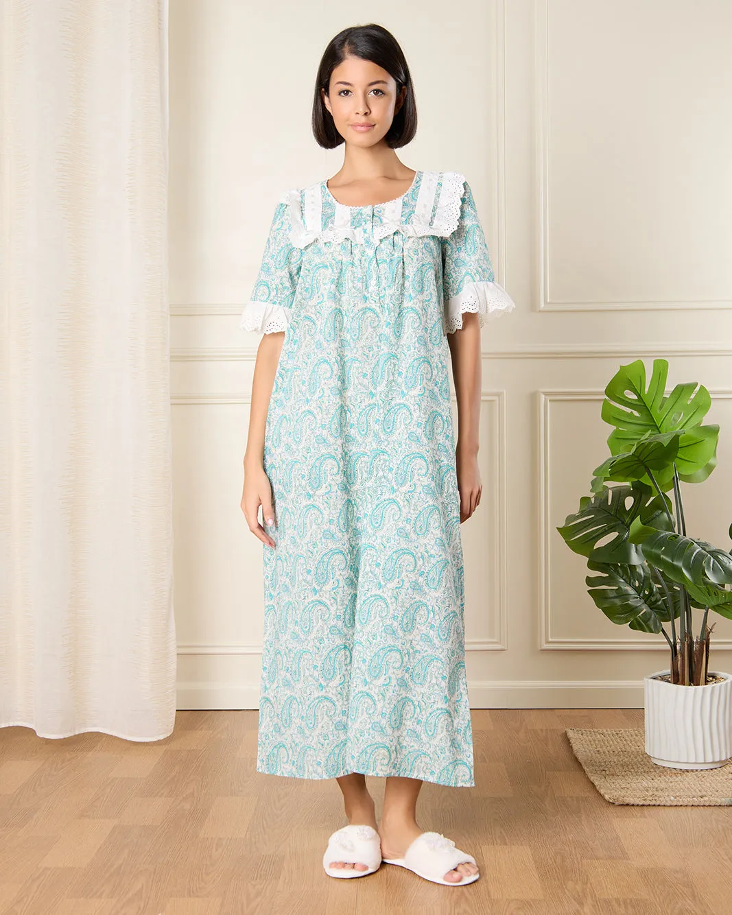 Women Ivory Printed Nightgown sold by Redtag