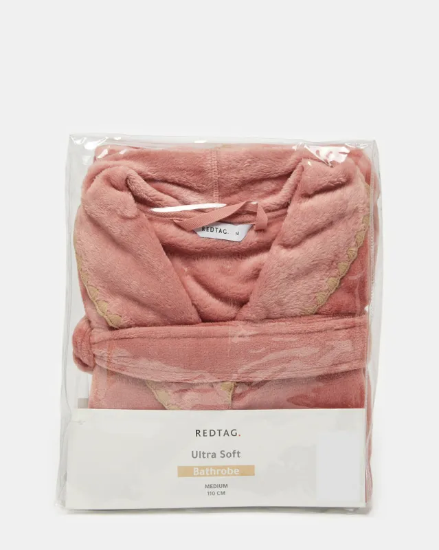 Pink Textured Fleece Bathrobe sold by Redtag