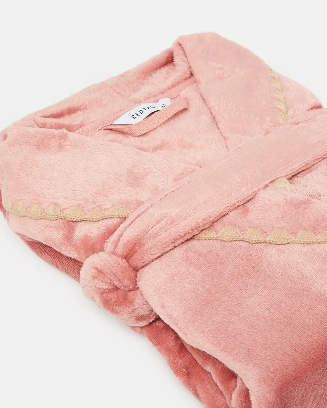 Pink Textured Fleece Bathrobe sold by Redtag product image thumbnail 3